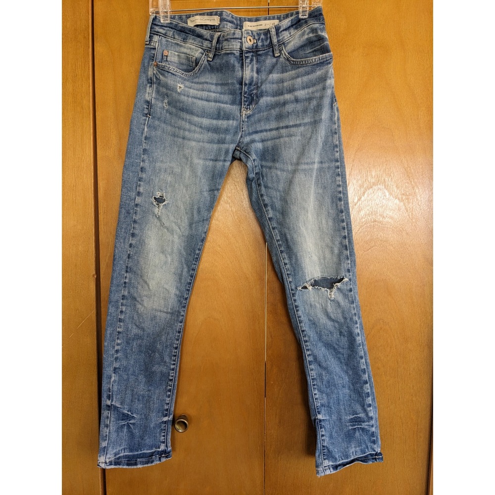 Pilcro and the Letterpress Anthropologie Slim Boyfriend Distressed Jeans Blue 28